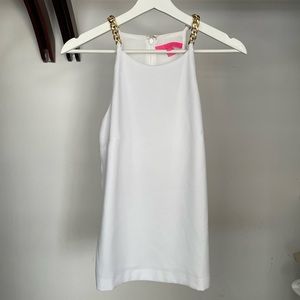 Lilly Pulitzer White Adrienne Top with Gold Chain (Never Worn)